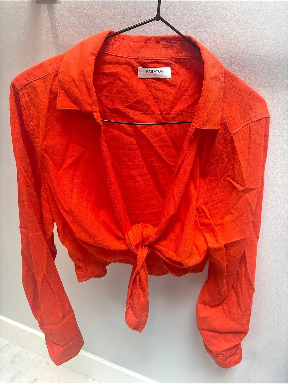 Babaton Orange Tie-Front top